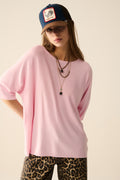 Oversized sweater in Pink with Elbow-Length Sleeves