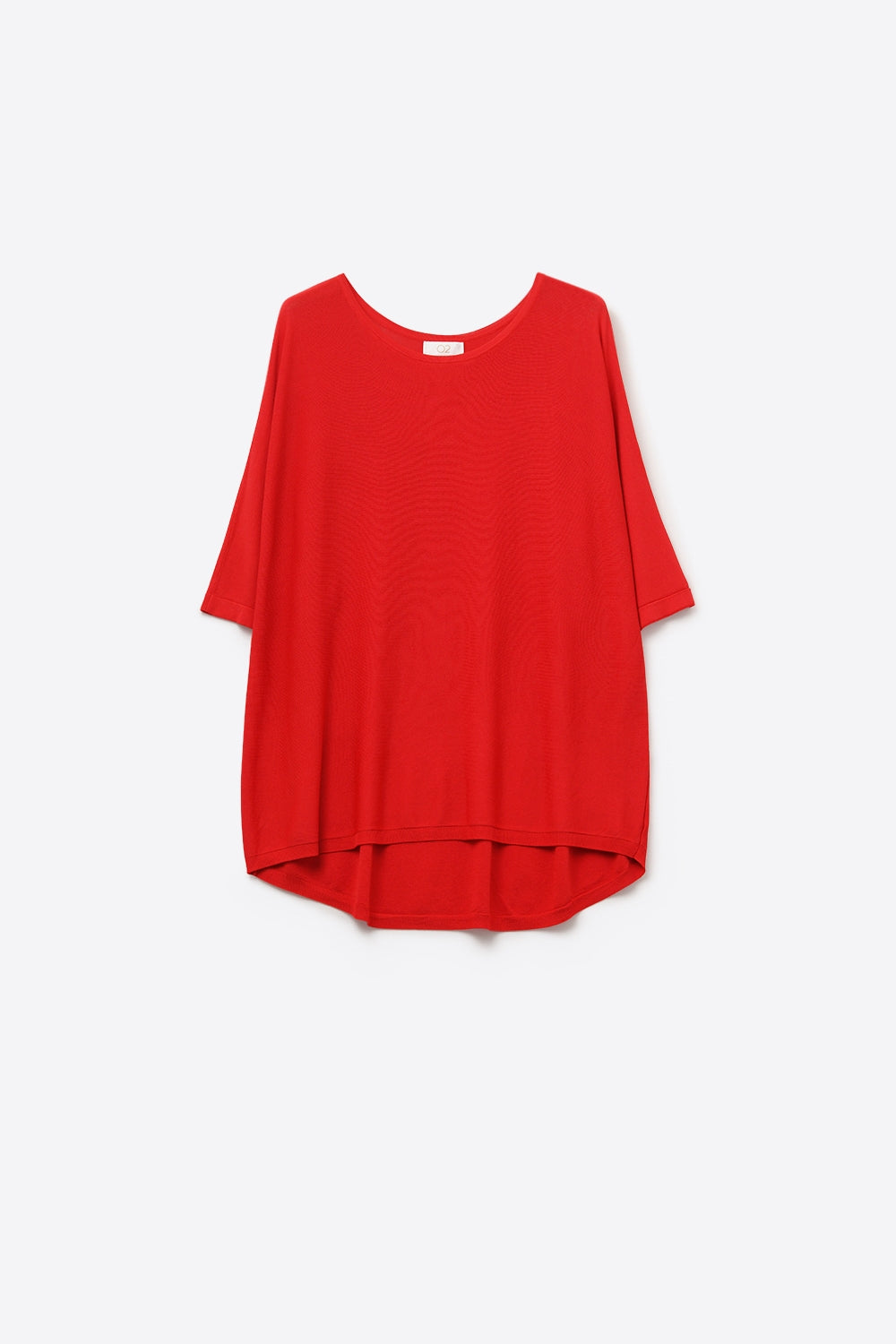 Q2 Oversized Sweater in Red with Elbow-Length Sleeves