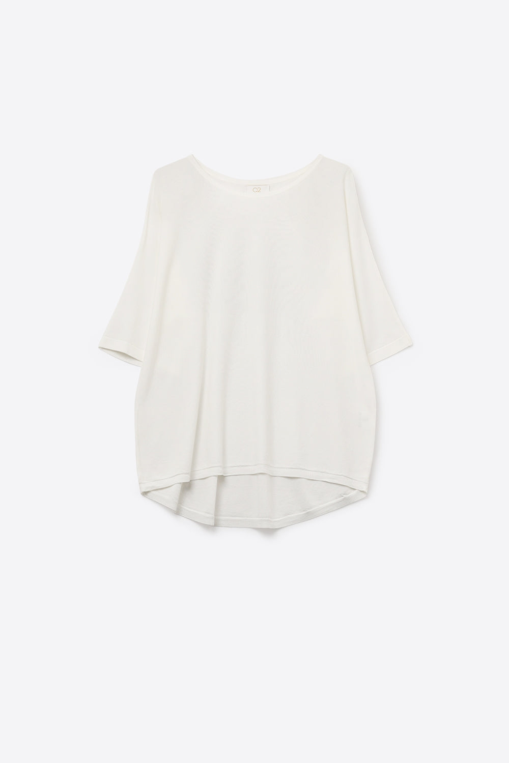 Q2 Oversized Sweater in White with Elbow-Length Sleeves