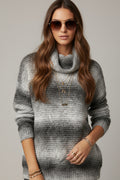 Oversized Turtleneck Comfy Sweater in Black and White