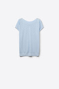 Q2 pattern Textured Knit Short Sleeve sweater in light blue