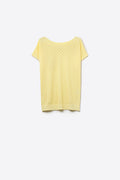 Q2 pattern Textured Knit Short Sleeve Sweater in yellow
