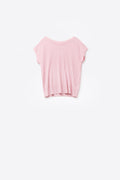 Q2 Pink fine Rib knitted Sweater with boat neck