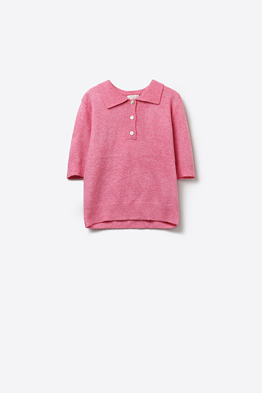 Pink Fluffy Soft-Knit Polo Sweater