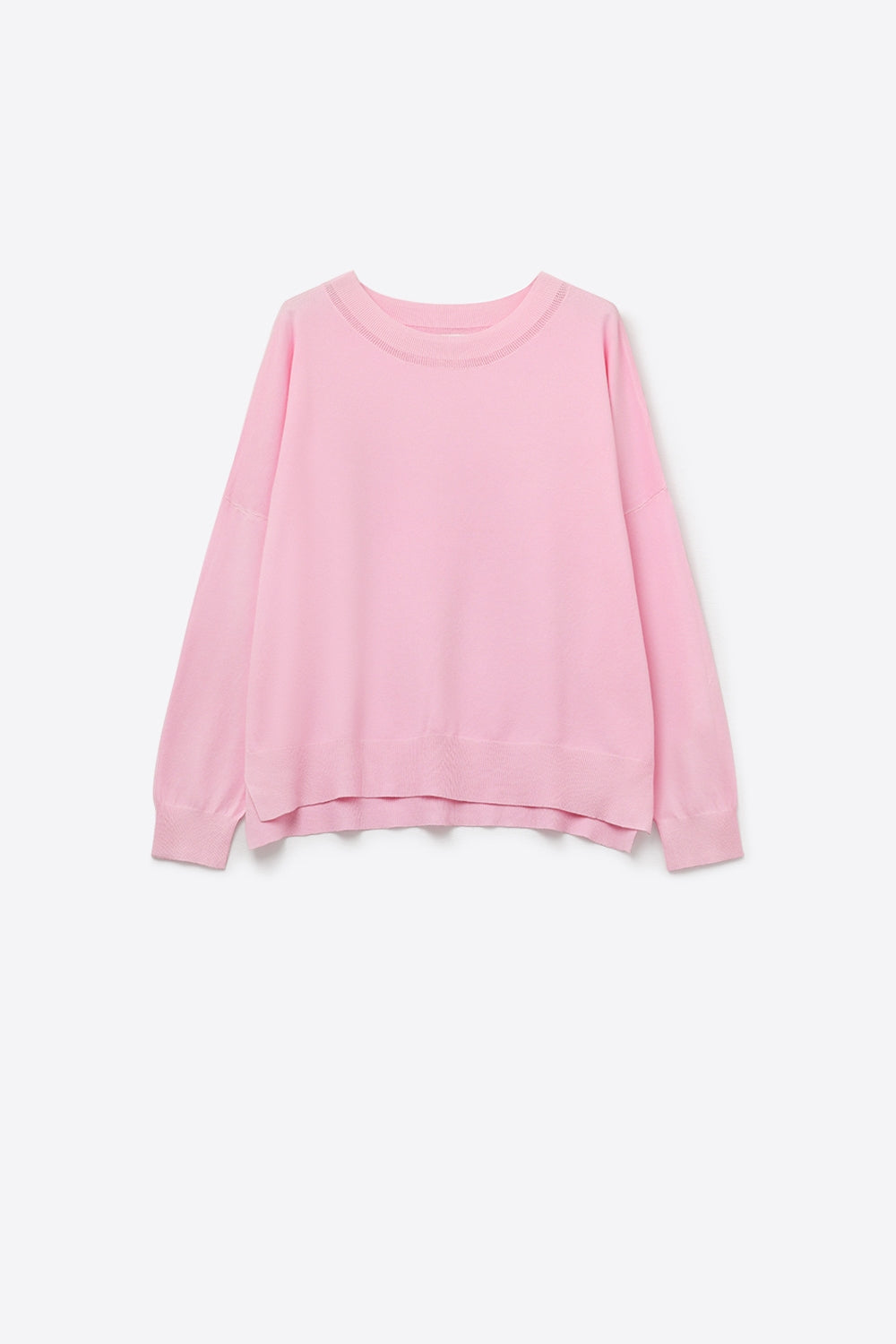 Q2 Pink knit sweater with mesh collar detail