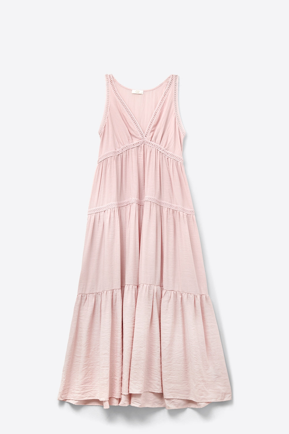 Pink Maxi Dress With Lace Details and boho style