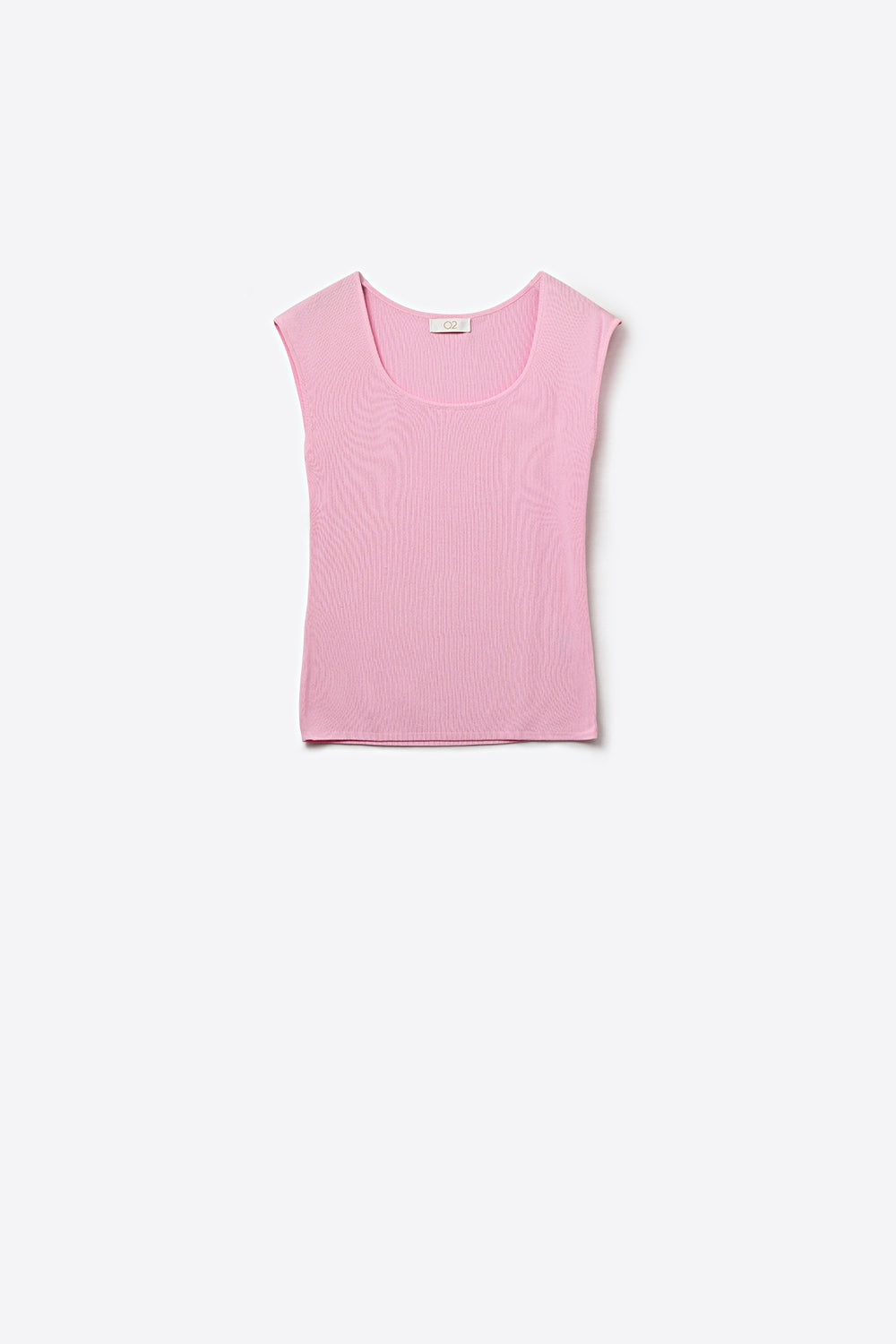 Q2 Pink Ribbed Knit Scoop Neck Tank Top