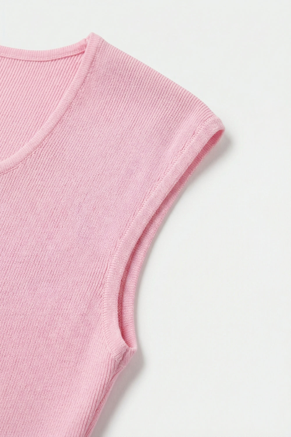 Pink Ribbed Knit Scoop Neck Tank Top