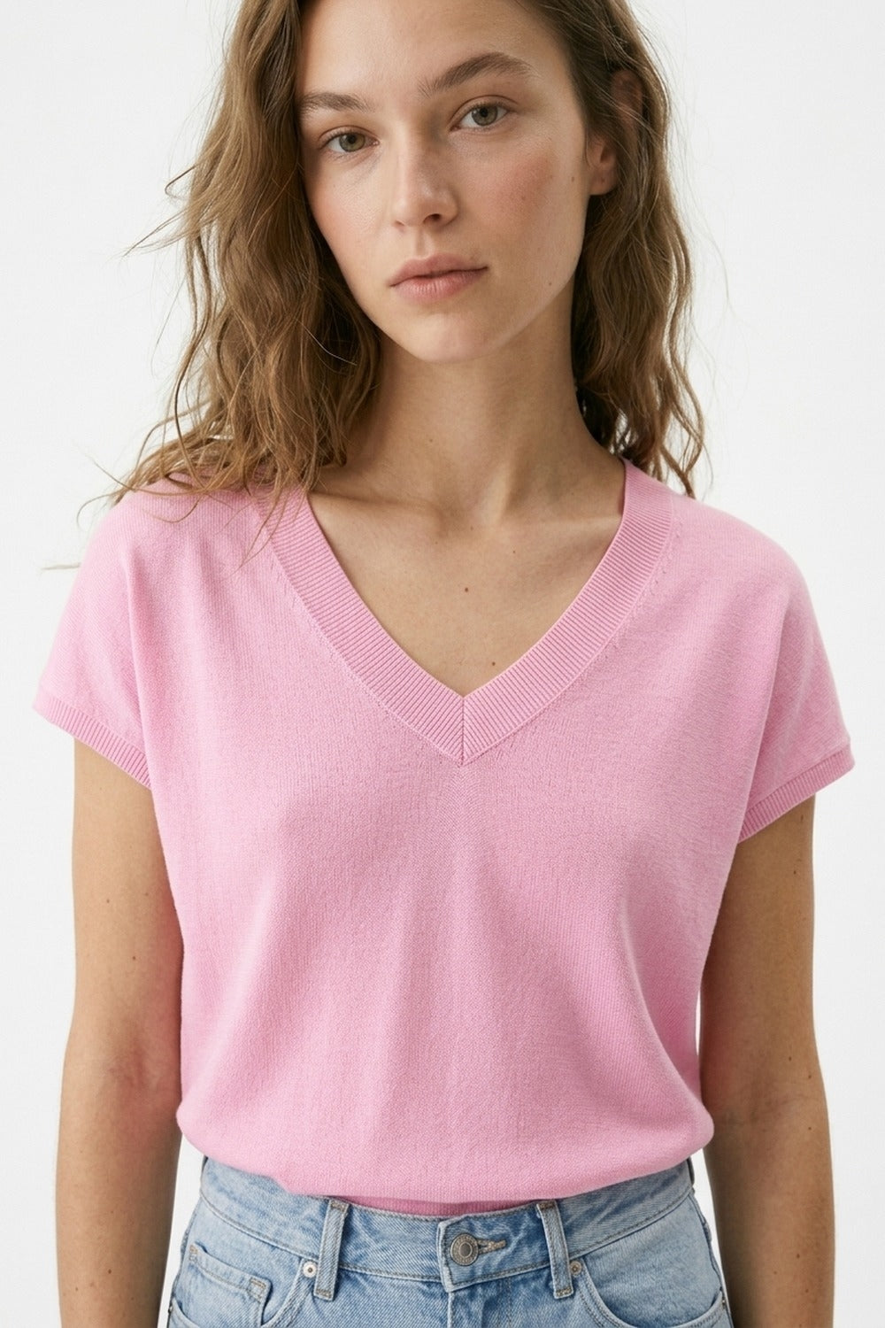 Pink Short Sleeve Knit Top