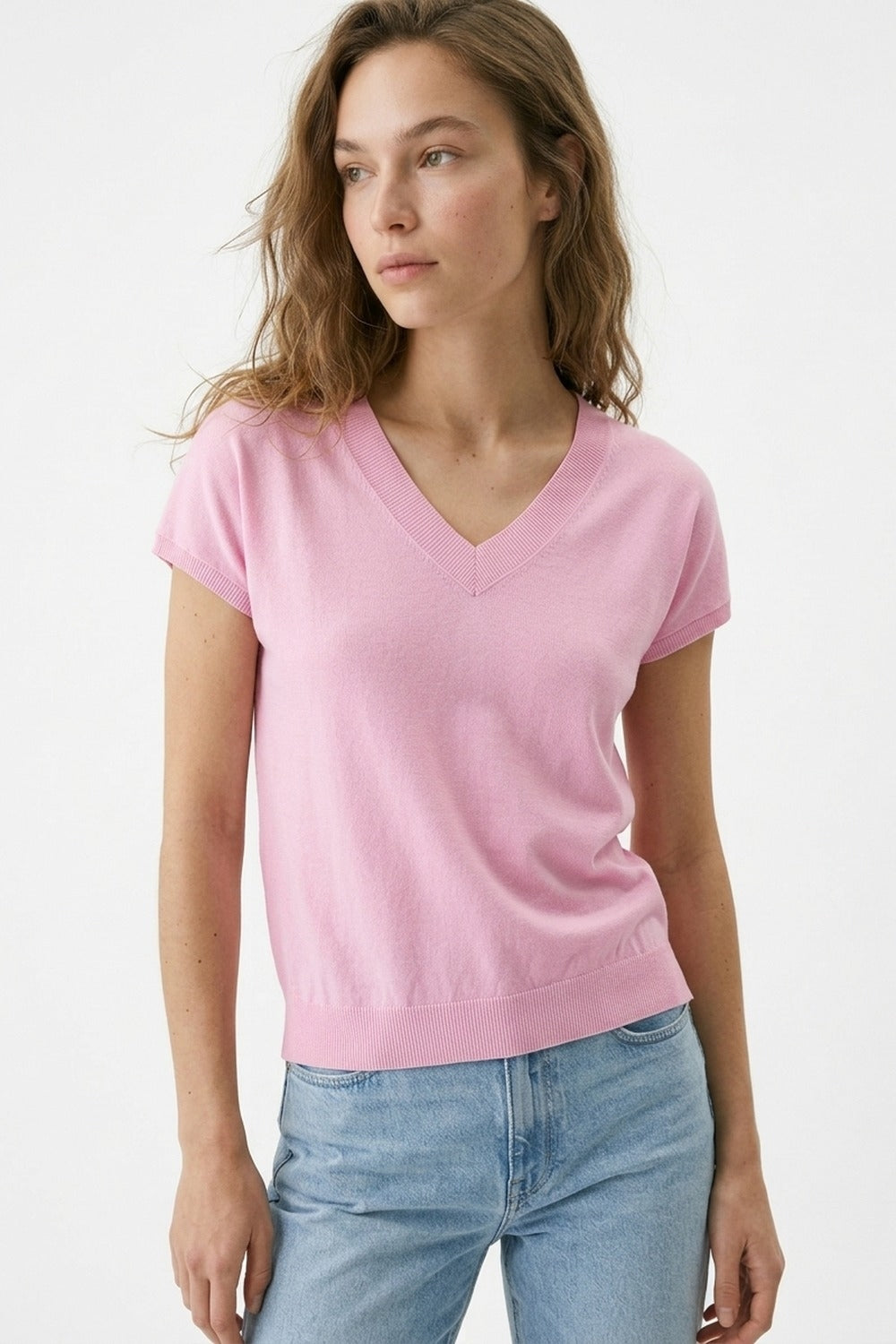 Pink Short Sleeve Knit Top