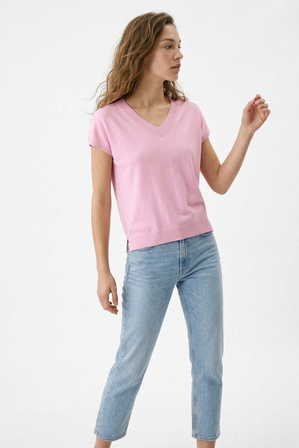 Pink Short Sleeve Knit Top