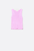 Q2 pink sleeveless fine knitted top With V-Neck