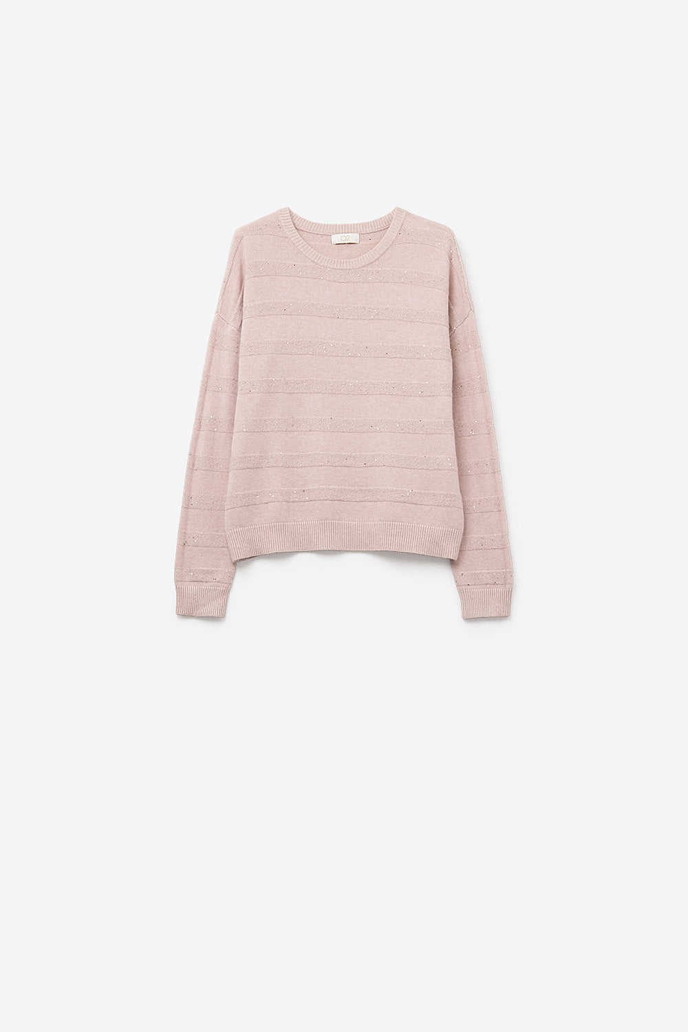 Q2 Pink Striped Knit Sweater with Sequin Detail