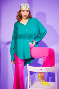 Q2 Pocket detail oversized shirt in green