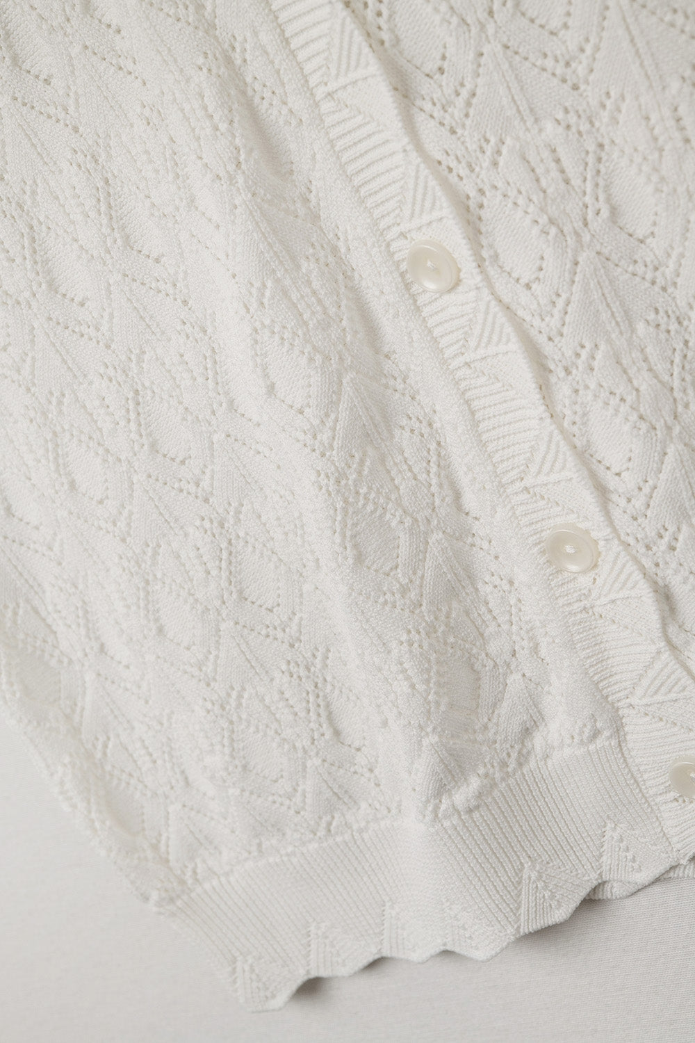 Pointelle Knitted Vest With Scalloped Edges in White