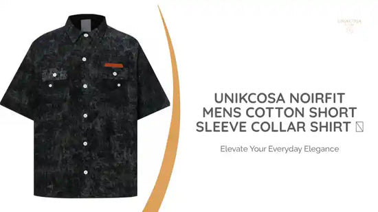 UNIKCOSA NoirFit Mens Cotton Short Sleeve Collar Shirt 💫 by@Outfy