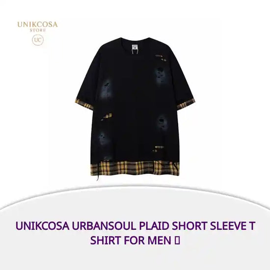 UNIKCOSA UrbanSoul Plaid Short Sleeve T Shirt For Men 💫 by@Outfy