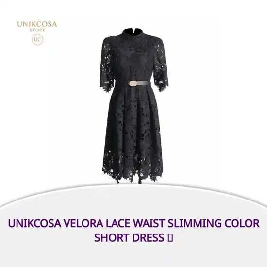 UNIKCOSA Velora Lace Waist Slimming Color Short Dress 💫 by@Outfy