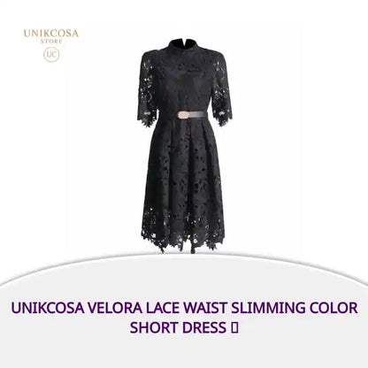 UNIKCOSA Velora Lace Waist Slimming Color Short Dress 💫 by@Outfy