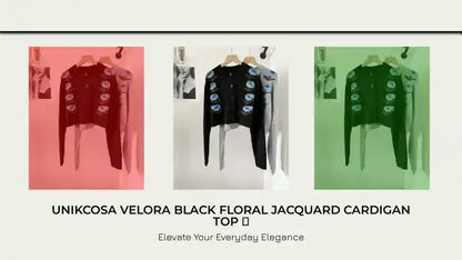 UNIKCOSA Velora Black Floral Jacquard Cardigan Top 💫 by@Outfy
