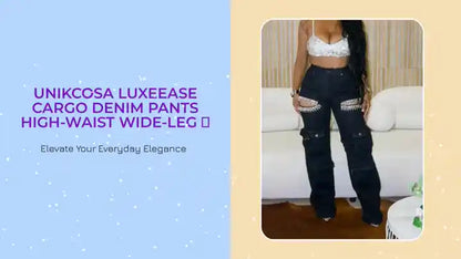 UNIKCOSA LuxeEase Cargo Denim Pants High-Waist Wide-Leg 💫 by@Outfy