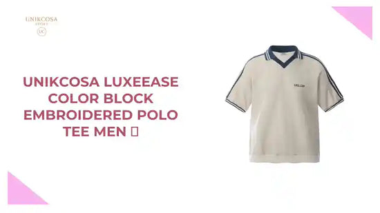 UNIKCOSA LuxeEase Color Block Embroidered Polo Tee Men 💫 by@Outfy