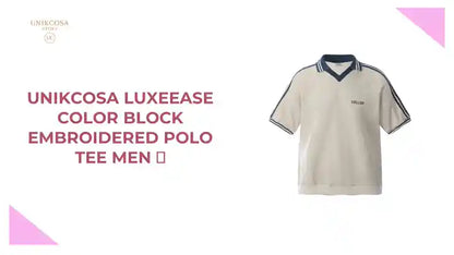 UNIKCOSA LuxeEase Color Block Embroidered Polo Tee Men 💫 by@Outfy