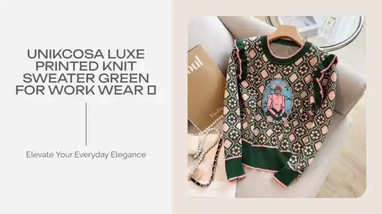 UNIKCOSA Luxe Printed Knit Sweater Green For Work Wear 💫 by@Outfy