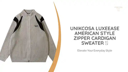 UNIKCOSA LuxeEase American Style Zipper Cardigan Sweater 💫 by@Outfy