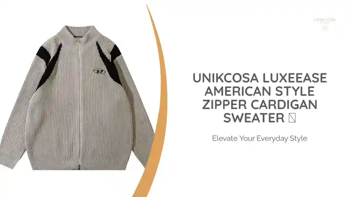 UNIKCOSA LuxeEase American Style Zipper Cardigan Sweater 💫 by@Outfy