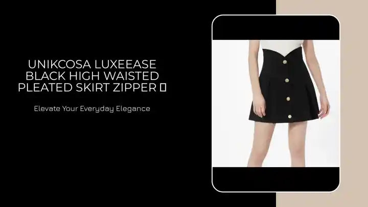 UNIKCOSA LuxeEase Black High Waisted Pleated Skirt Zipper 💫 by@Outfy
