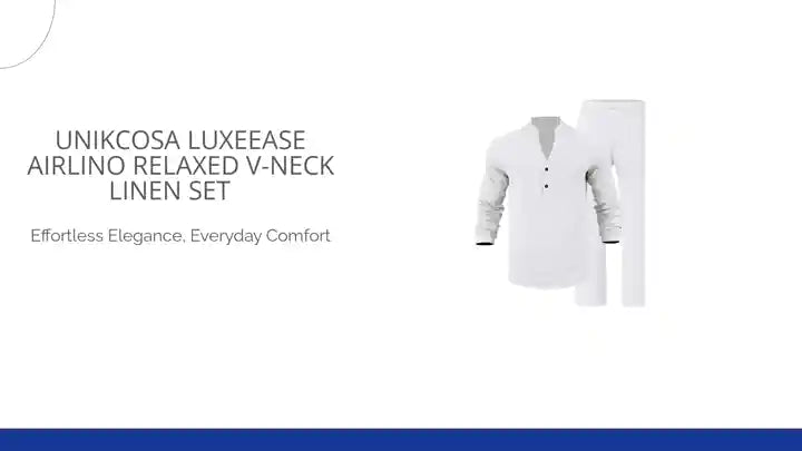 UNIKCOSA LuxeEase AirLino Relaxed V-Neck Linen Set 💫 by@Outfy