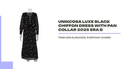 UNIKCOSA Luxe Black Chiffon Dress With Pan Collar 2025 Era 💫 by@Outfy