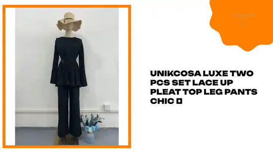 UNIKCOSA Luxe Two Pcs Set Lace Up Pleat Top Leg Pants Chic 💫 by@Outfy