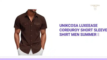 UNIKCOSA LuxeEase Corduroy Short Sleeve Shirt Men Summer 💫 by@Outfy