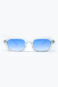 Q2 Rectangular Thick Acetate Clear Frame Sunglasses  With blue Smoke Lense