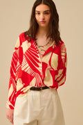 Q2 Red Polo Shirt with abstract print