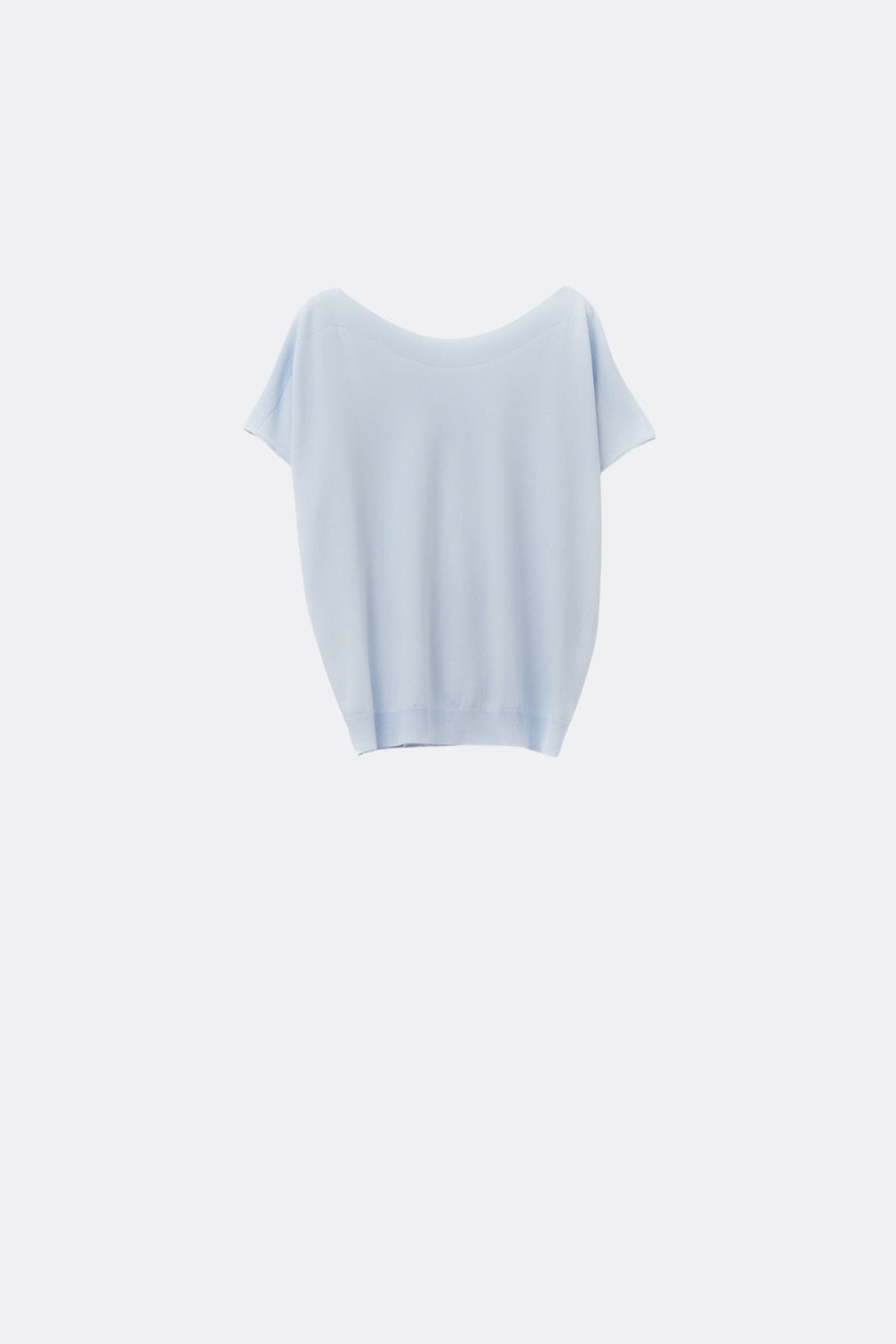 Q2 Relaxed baby blue boatneck sweater with dropped sleeves
