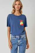 Q2 Relaxed Fit T-Shirt With La Dolce Vita Print in Navy blue