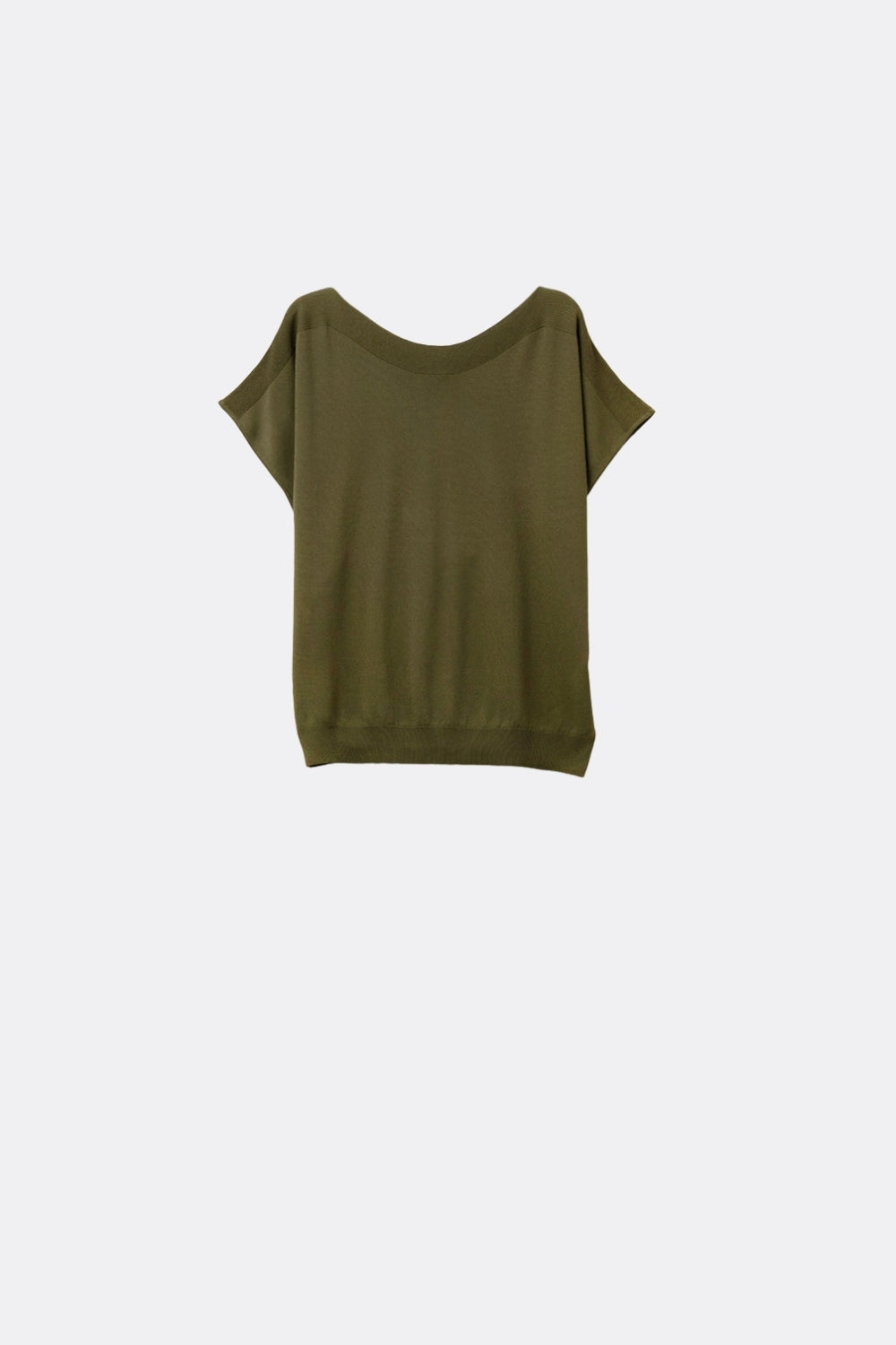 Q2 Relaxed khaki boatneck sweater with dropped sleeves