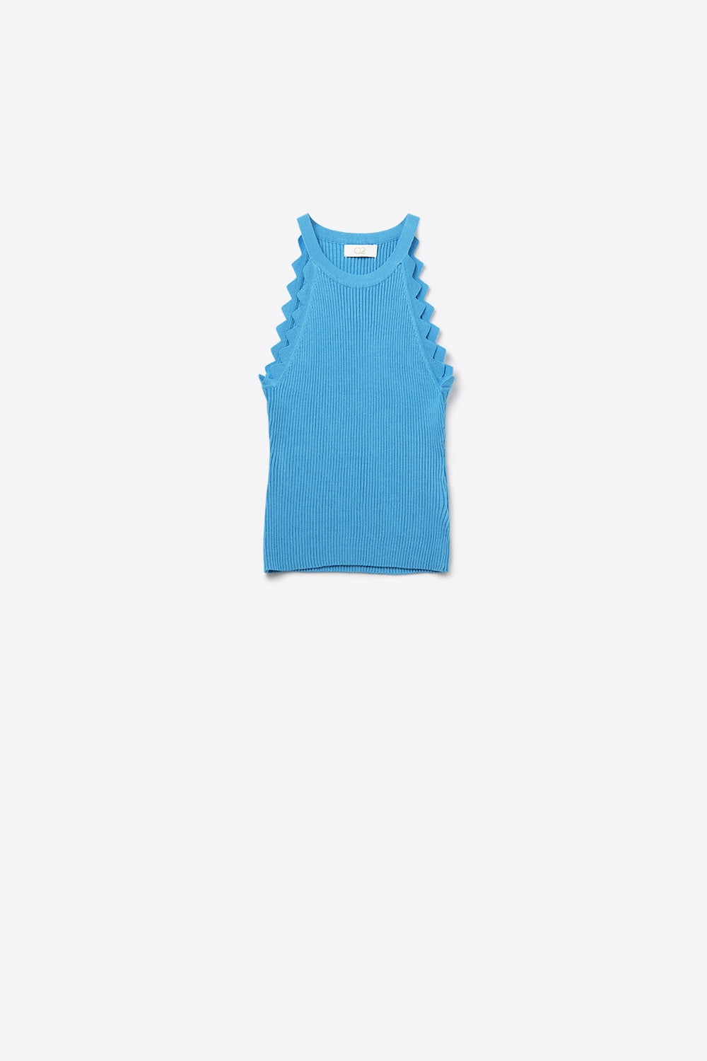Q2 Ribbed Halter Top With Scalloped Finish in electric blue