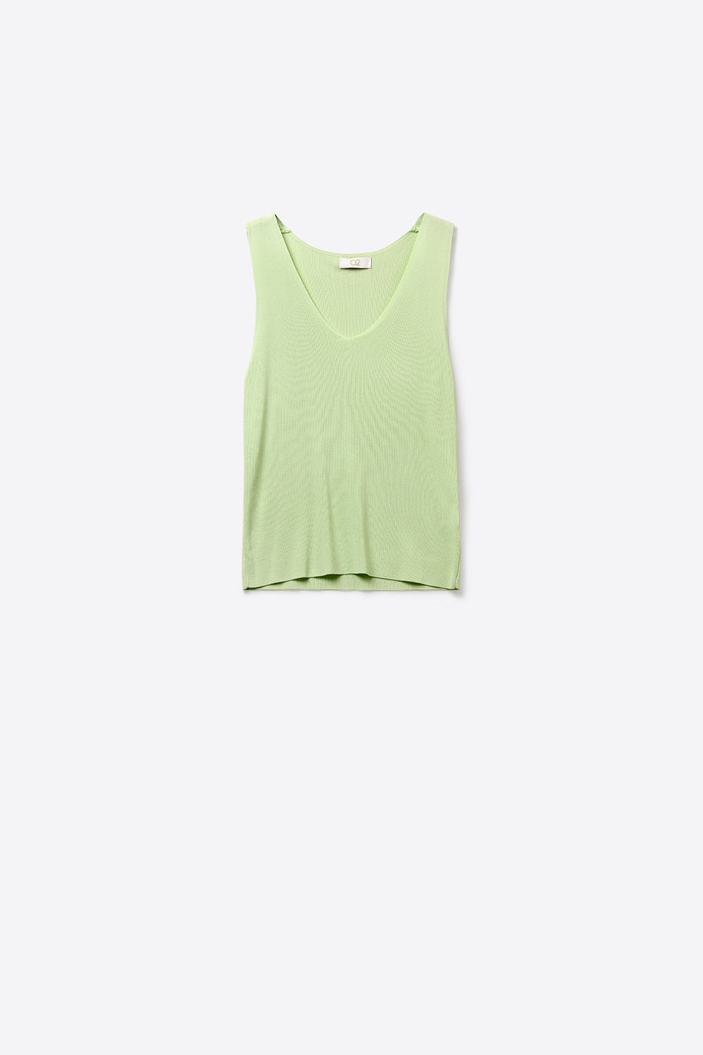Q2 Ribbed Knit V-Neck Tank Top in mint green color