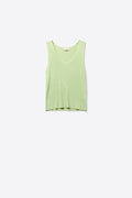 Q2 Ribbed Knit V-Neck Tank Top in mint green color