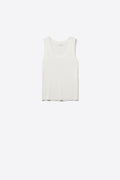 Q2 Ribbed Knit White Tank Top with scoop neck