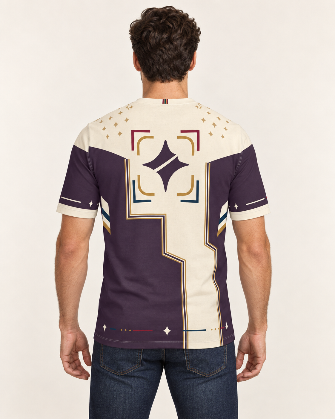 Royal Meridian Regular-Fit Cotton T-Shirt — back view, AI-generated styling illustration