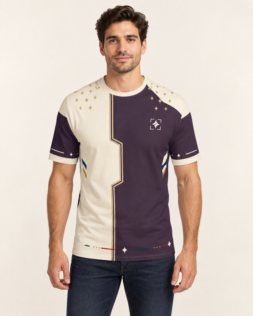 Royal Meridian Regular-Fit Cotton T-Shirt — front view, AI-generated styling illustration