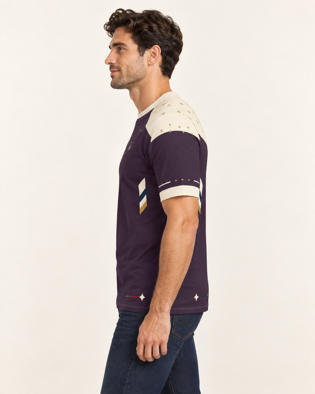 Royal Meridian Regular-Fit Cotton T-Shirt — side view, AI-generated styling illustration