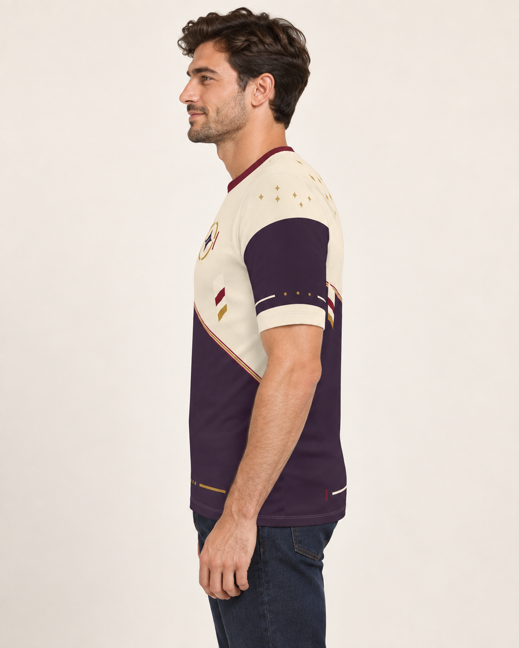Royal Traverse Regular-Fit Cotton T-Shirt — side view, AI-generated styling illustration