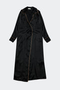 Q2 Satin wrap front maxi dress in black satin