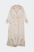 Q2 Satin wrap front maxi dress in cream satin